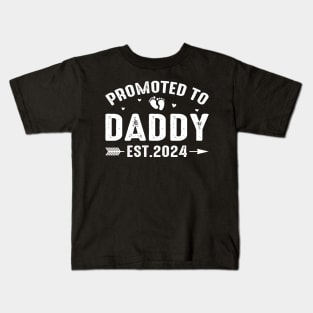 Promoted To Daddy 2024 Funny Pregnancy Announcement Kids T-Shirt